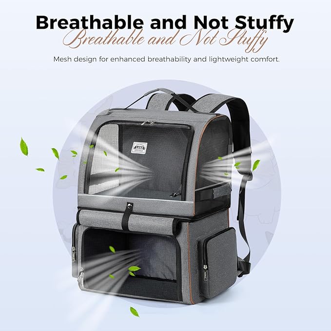 Double Cat Backpack Carrier for 2 Cats, Double-Compartment Pet Carrier Backpack - Image 3