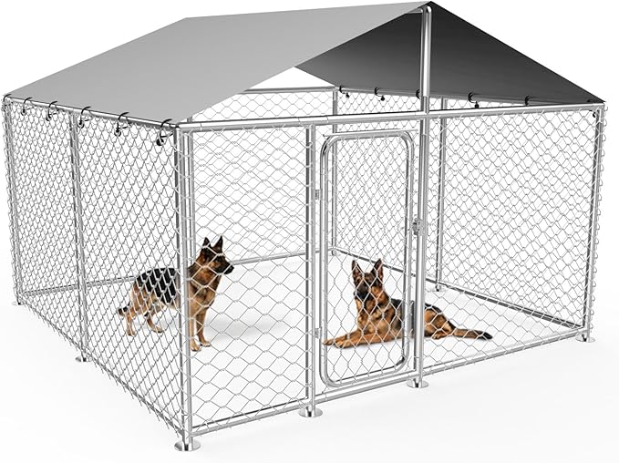 7.8x7.8FT Large Outdoor Dog Kennel Outside, Heavy Duty Dog Enclosure by Unknown