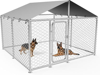 7.8x7.8FT Large Outdoor Dog Kennel Outside, Heavy Duty Dog Enclosure by Unknown