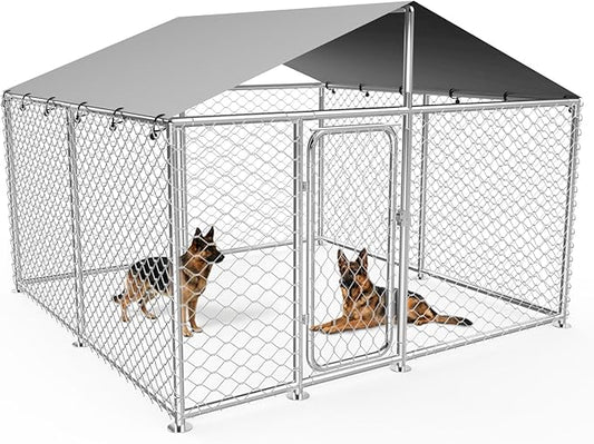 7.8x7.8FT Large Outdoor Dog Kennel Outside, Heavy Duty Dog Enclosure by Unknown