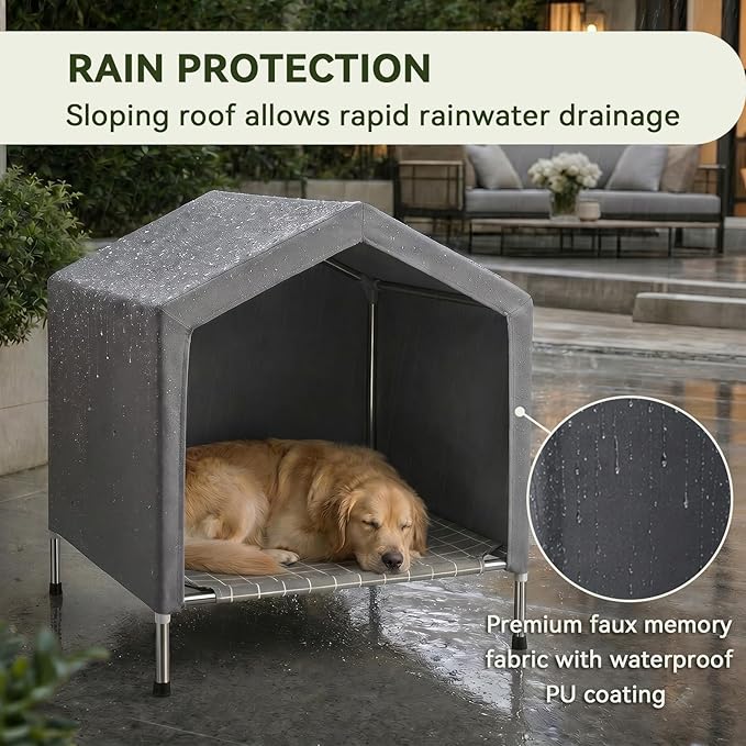 Elevated Dog House for Medium Dogs, Weather-Resistant Stainless Steel Frame & - Image 4