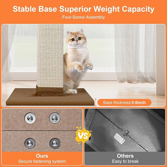 SOCATER Cat Scratching Post 33 Inch Nature Sisal Cat Scratch Post - Image 5