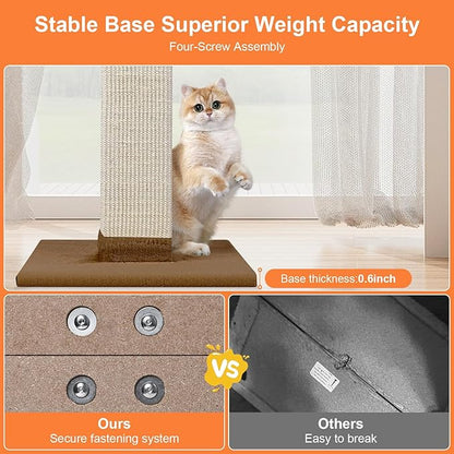 SOCATER Cat Scratching Post 33 Inch Nature Sisal Cat Scratch Post - Image 5