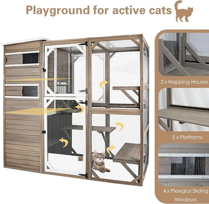 Ketive Catio Outdoor Cat Enclosure, Large Cat House Cat Cage Condo Indoor - Image 2