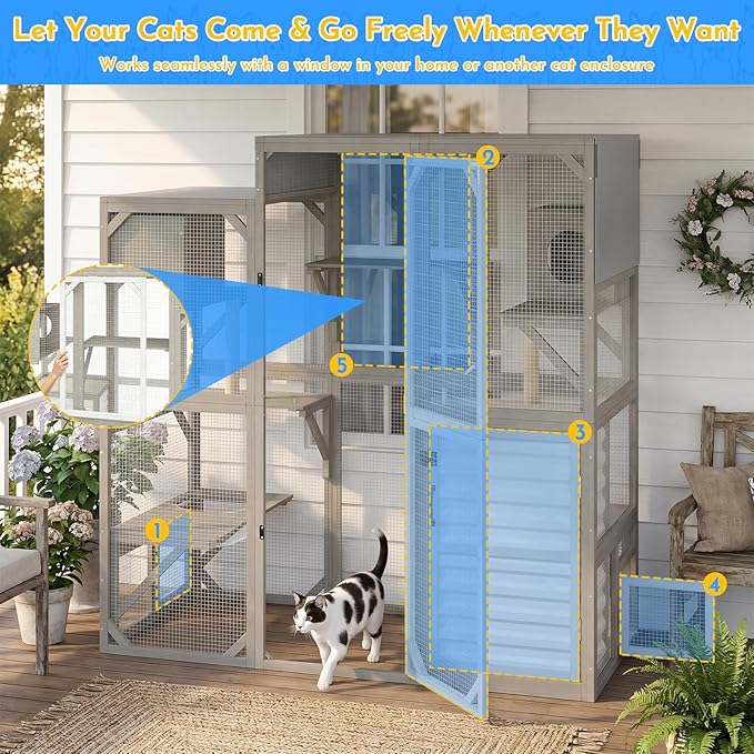 Ketive Catio Outdoor Cat Enclosure Large Walk-in Cat House - Image 2