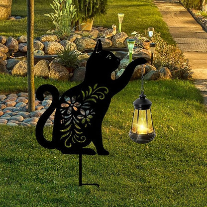 Bshine Cat Solar Light Outdoor Garden Decoration, Waterproof Metal Stake Black - Image 5