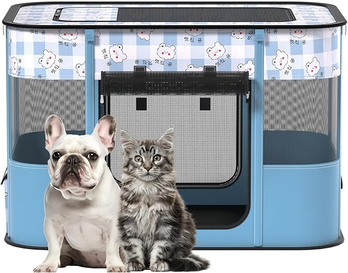 Portable Pet Playpen Cat Cages Indoor， 35.4" L x 27.6" W x 23.6" H Collapsible by XRG