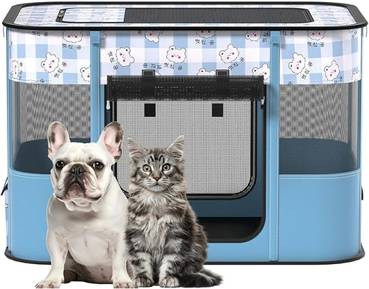 Portable Pet Playpen Cat Cages Indoor， 35.4" L x 27.6" W x 23.6" H Collapsible by XRG
