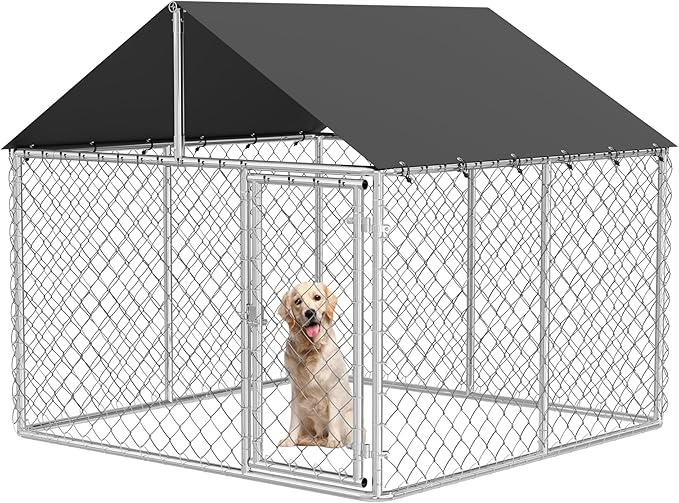 Petony Outdoor Dog Enclosure Heavy Duty Dog Kennel House Mesh Dog Big Cage Pet by Petony