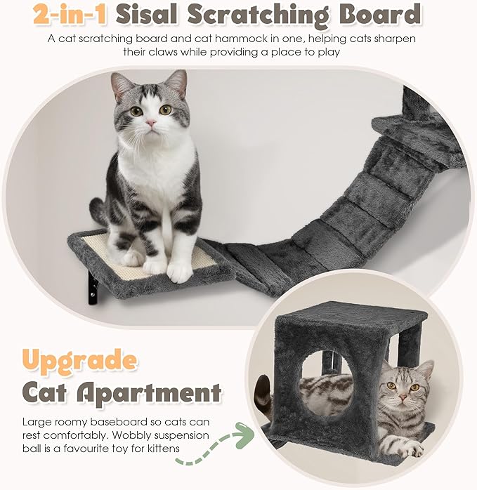 Cat Wall Shelves, 7-in-1 Wall Mounted Cat Climber Set, Indoor Cat Furniture – - Image 4
