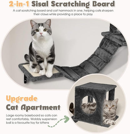 Cat Wall Shelves, 7-in-1 Wall Mounted Cat Climber Set, Indoor Cat Furniture – - Image 4