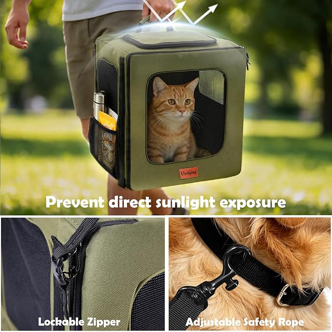 Vivifying Dog Backpack Carrier, 16.5"×15"×10.6" Breathable Pet Backpack - Image 5