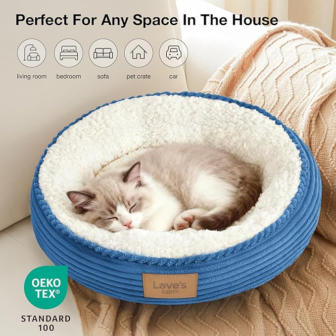 Love's cabin Round Donut Cat and Dog Cushion Bed, 20in Pet Bed - Image 6