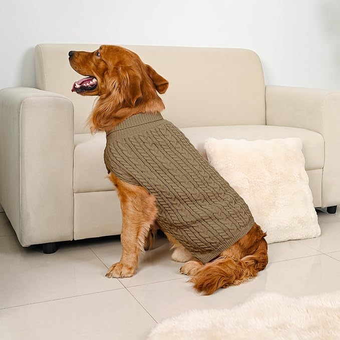 2 Pack Dog Sweaters for Large Dogs Winter Turtleneck Pullover Cable Knit Fleece - Image 7