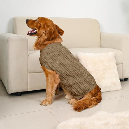 2 Pack Dog Sweaters for Large Dogs Winter Turtleneck Pullover Cable Knit Fleece - Image 7