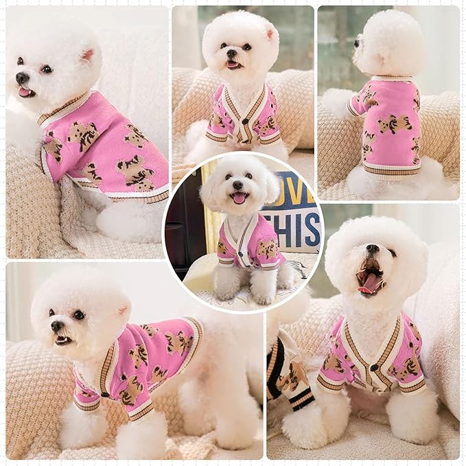 ABRRLO Small Dog Sweaters Cute Bear Dog Cardigans Clothes - Image 2