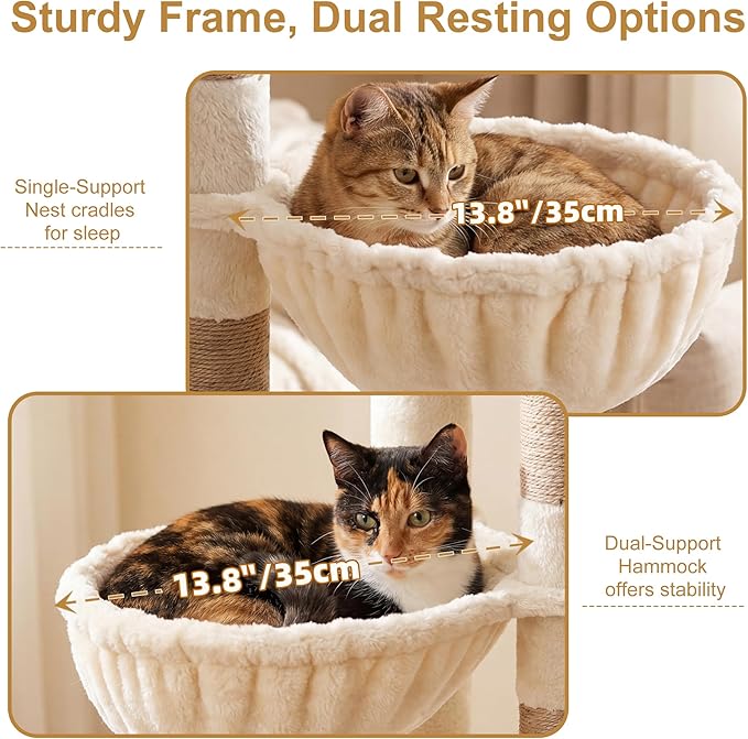 Heybly 68.1" Cat Tree with Oversized Top Platform & Wide Base, Heavy Duty Cat - Image 7