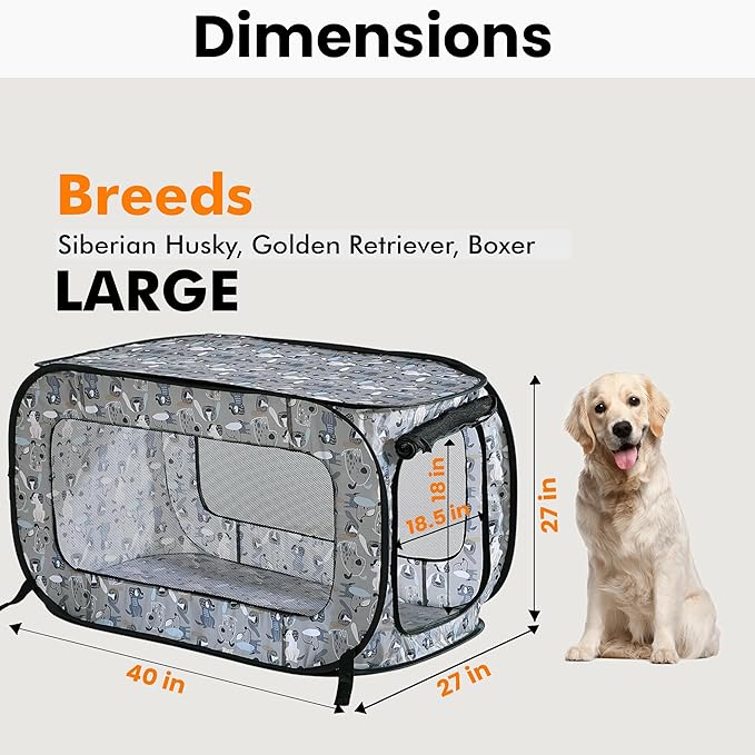 Beatrice Home Fashions Portable, Collapsible, Pop Up Kennel Travel Cat and Dog - Image 2