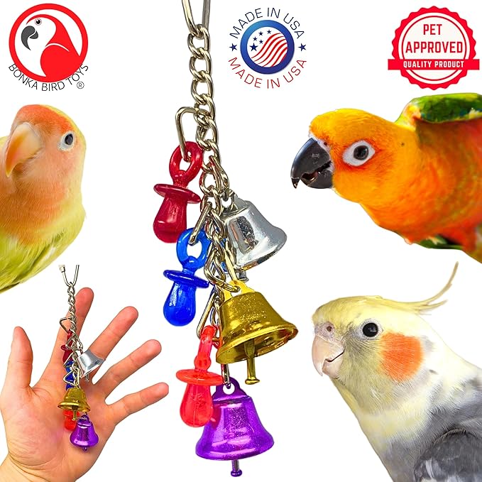 Bonka Bird Toys 1107 Jingle Bells 6" x 2" Acrylic and Metal Hanging Toy - Image 6