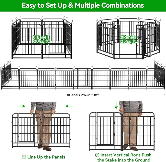 Kfvigoho Heavy Duty Dog Playpen: 8 Steel Panels 47" Height, Square Steel Pipe - Image 7