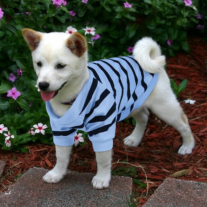 Pet Dog Striped T-Shirt Dogs Cats Cotton Vest Spring Summer Pet Apparel Tee - Image 6