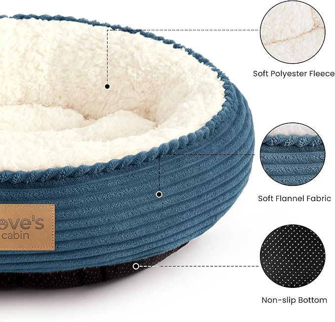 Love's cabin Round Donut Cat and Dog Cushion Bed, 20in Pet Bed - Image 2