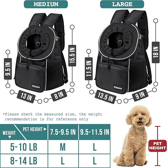 PetAmi Adjustable Dog & Cat Chest Carrier Backpack, Ventilated - Image 3