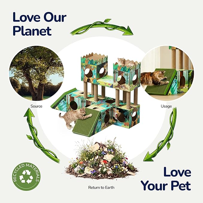 DIY Cardboard Cat House with Scratching Posts, Scratching Board, Recyclable - Image 7