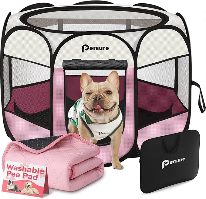Dog Cat Playpen Indoor Outdoor for Puppy Pet Dogs Cat Recovery After Surgery by PERSURE