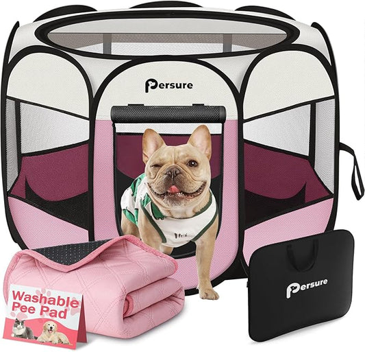 Dog Cat Playpen Indoor Outdoor for Puppy Pet Dogs Cat Recovery After Surgery by PERSURE