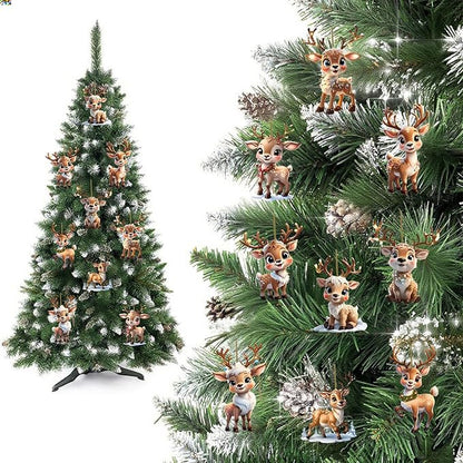 9 Pcs Christmas Ornaments Cute Reindeer Xmas Tree Decorations Acrylic Winter - Image 6