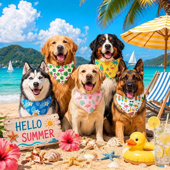 50 Pcs Summer Theme Dog Bandanas Bulk Tropical Bandanas - Image 6