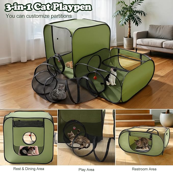 Cat Playpen, 3-in-1 Pop-up Outdoor Cat Enclosure - Image 2