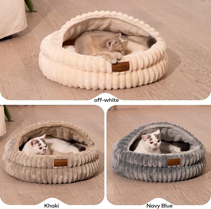 CHEERPALS Cat Cave Bed for Indoor Cats, Washable Covered Cat Bed Hooded Kitty - Image 9