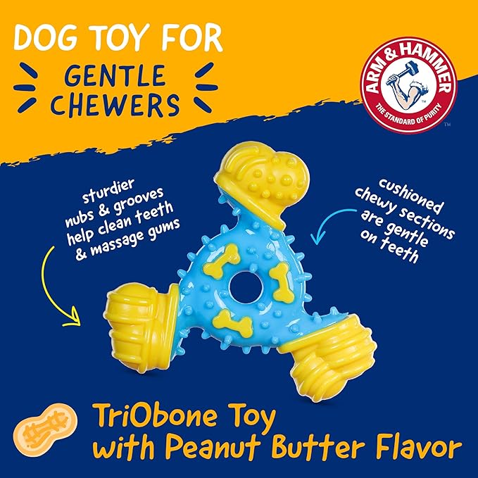Arm & Hammer for Pets Nubbies TriBone Dog Dental Toy Peanut Butter Flavor - Image 2
