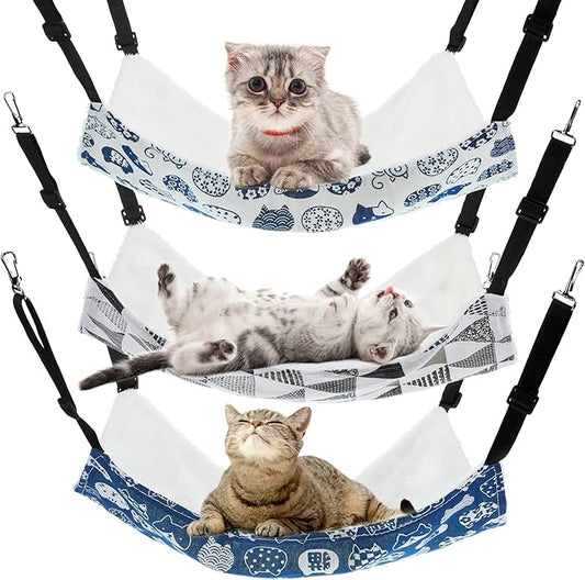 BBTO 3 Pcs Reversible Pet Hammock Soft Plush Cat Hanging Hammock Guinea Pig Bed by BBTO