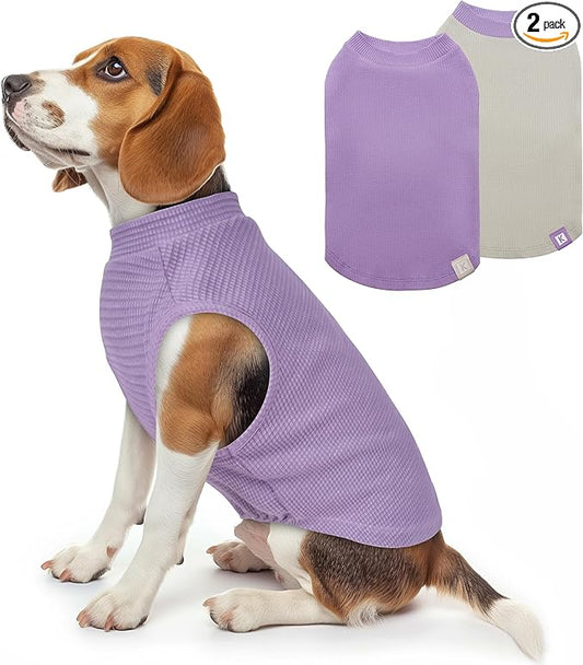 KYEESE 2Pack Waffle Dog Shirts, Lightweight Sleeveless Dog T Shirts by KYEESE