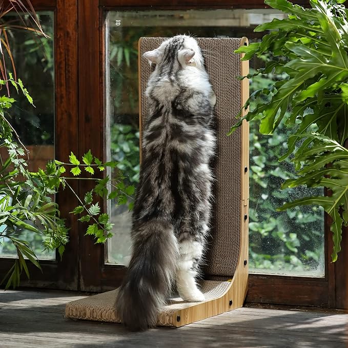 FUKUMARU Cat Scratcher, 26.8 Inch L Shape Cat Scratch Pad Wall Mounted - Image 6