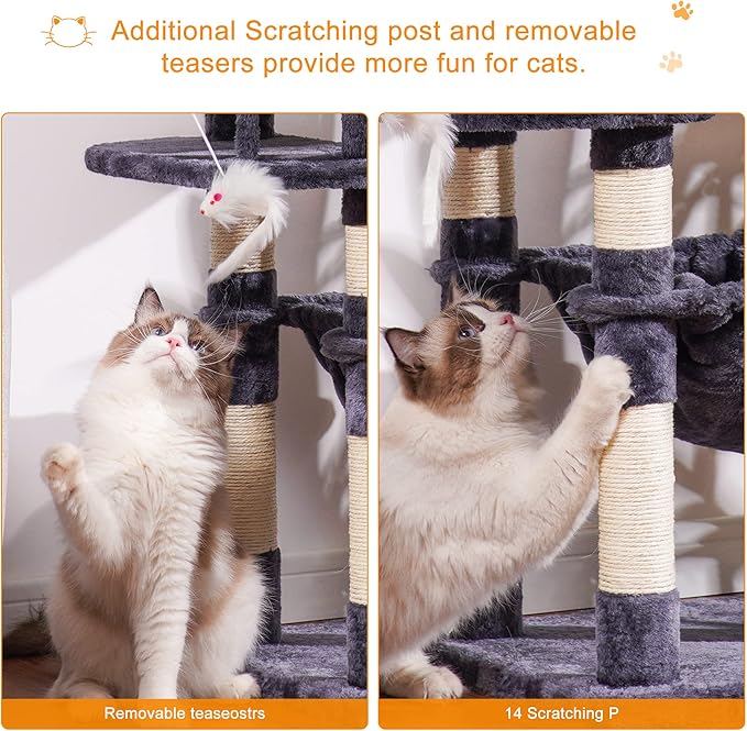 Heybly Cat Tree, 70 inches Tall Cat Tower condo - Image 7