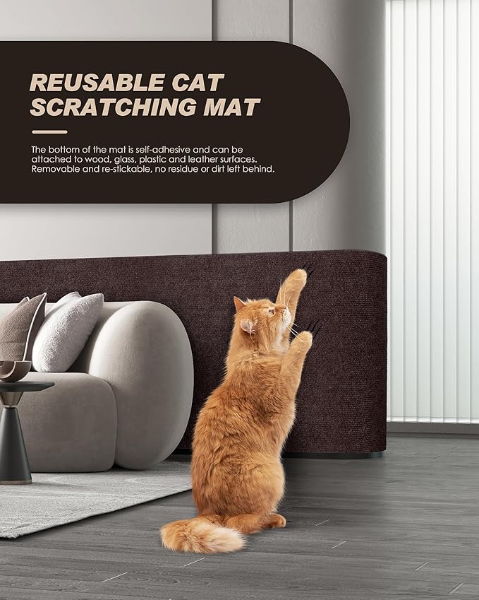 VIVOYAN 78.7"x15.8" Cat Scratch Mat, Trimmable Self-Adhesive Carpet, DIY Climb - Image 3