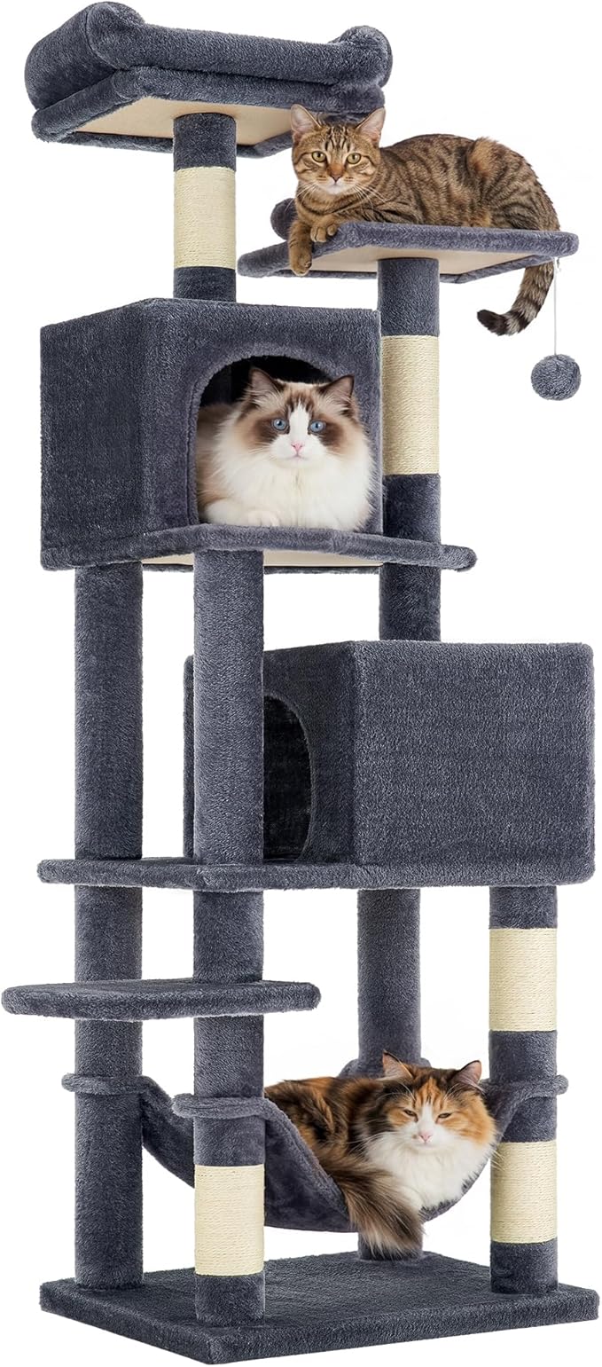 SONGMICS HOME Cat Tree for Indoor Cats, Hammock and Condo, Dark Gray by SONGMICSHOME