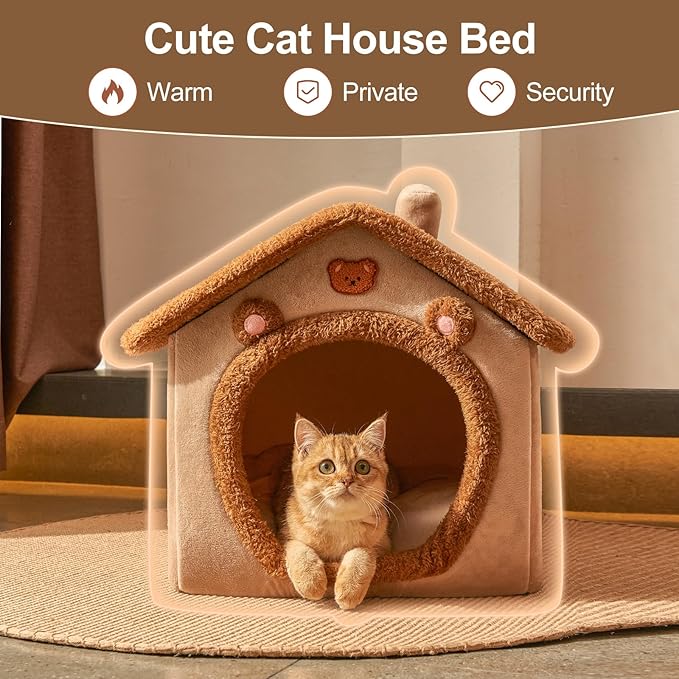 JIUPETY Dog House Dog Bed with Cover Cave with Non-Slip Bottom, M Size Tent Bed - Image 2