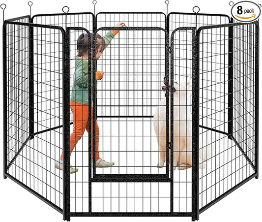 Kfvigoho Dog Playpen Outdoor Extra Wide 8 Piece Panels Heavy Duty Dog Fence 50" by Committedtobetterpetlife