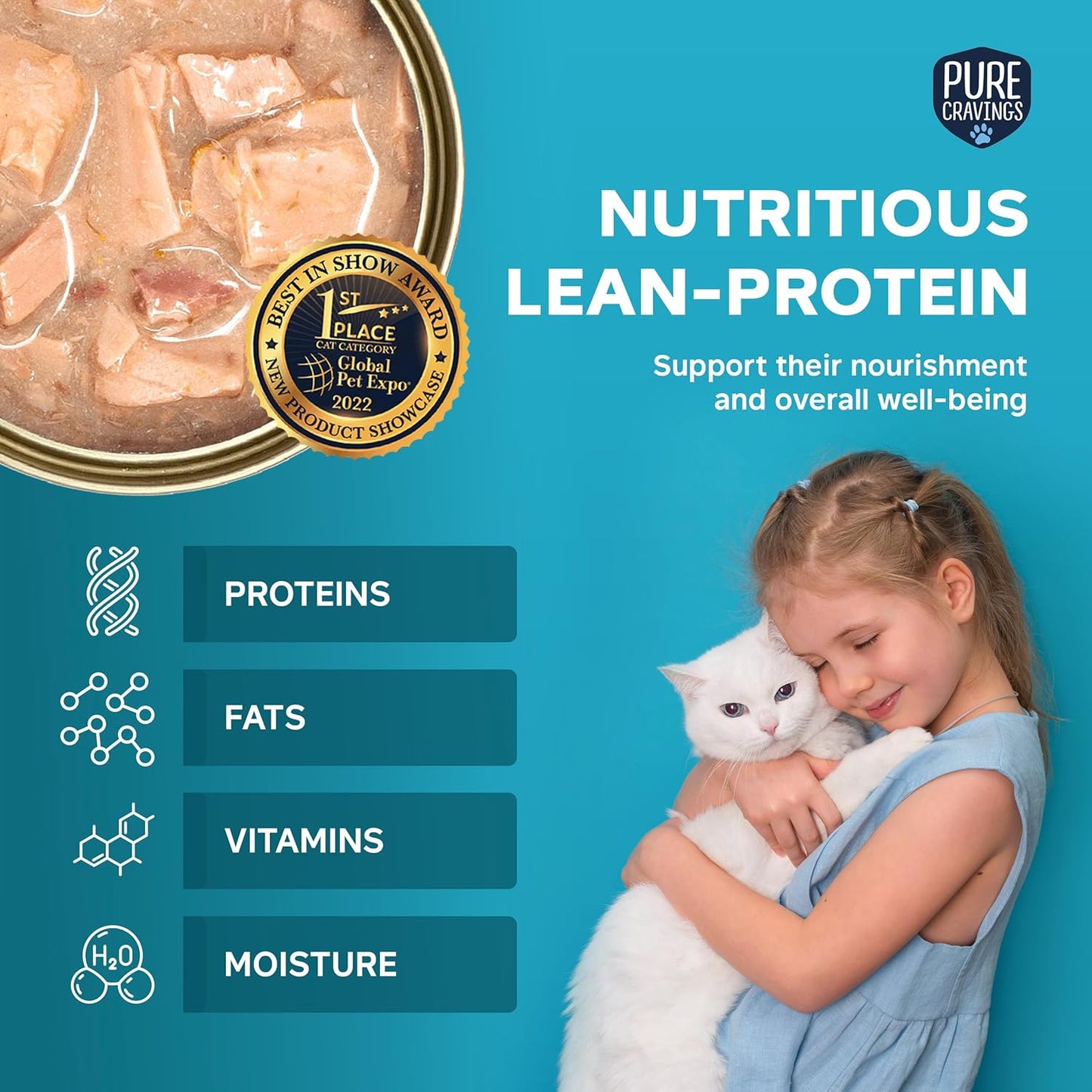 Wet Cat Food Canned Mackerel Cutlets in Gravy, Every Catch is Mercury Tested, Moist Can Fish for Cats, Grain-Free, Protein, Non-GMO, Pack of 12