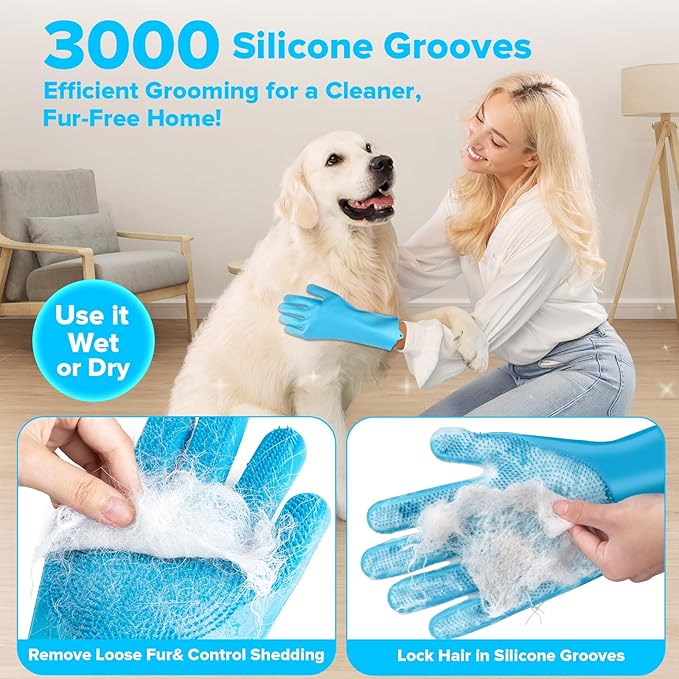 Augwind 6PCS Pet Grooming Kit for Dogs, Cats and Horses | Dog Washing Gloves | - Image 3