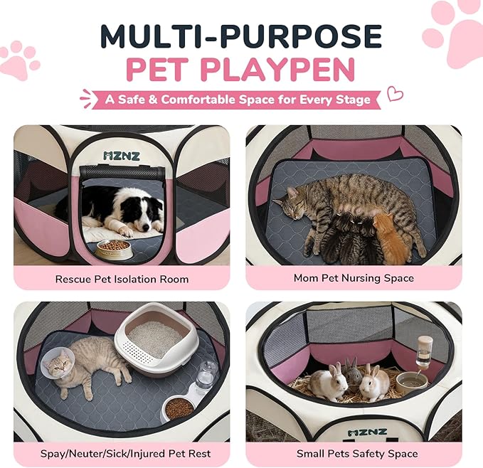Dog Playpen with Pee Pad, Portable Puppy Pet Crate Indoors - Image 3