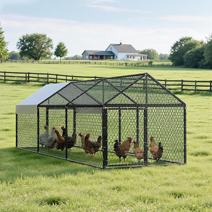 VEVOR Metal Chicken Coop for 6-8 Chickens, 3.3 x 9.8 x 3.3 ft, Small Chicken - Image 8