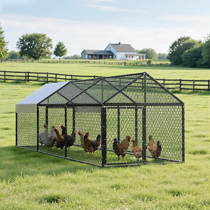 VEVOR Metal Chicken Coop for 6-8 Chickens, 3.3 x 9.8 x 3.3 ft, Small Chicken - Image 8