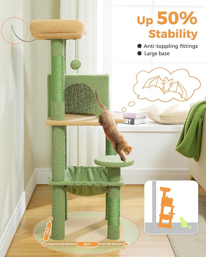 MUTTROS Cactus Cat Tree for Indoor Cats, 45.7" Multi-Level Cat Tower - Image 3