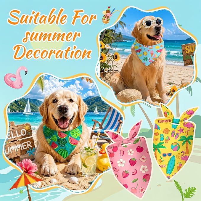 50 Pcs Summer Theme Dog Bandanas Bulk Tropical Bandanas - Image 4